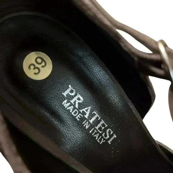 VINTAGE PRATESI Made in Italy Suede Heels Grey/ Brown Size 8 - Picture 7 of 9